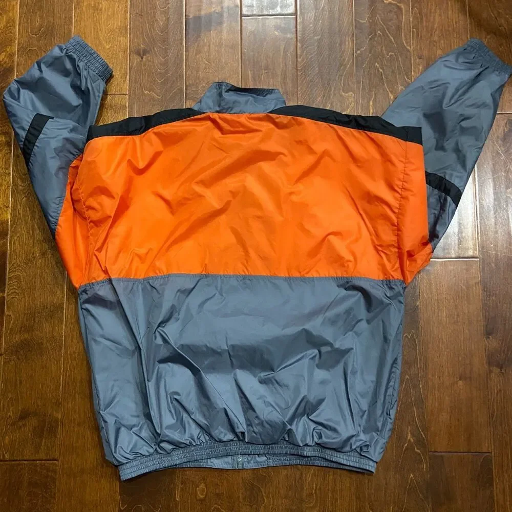 Reebok Vintage 90s Color Block Orange Gray Black Windbreaker Jacket Men's XXL